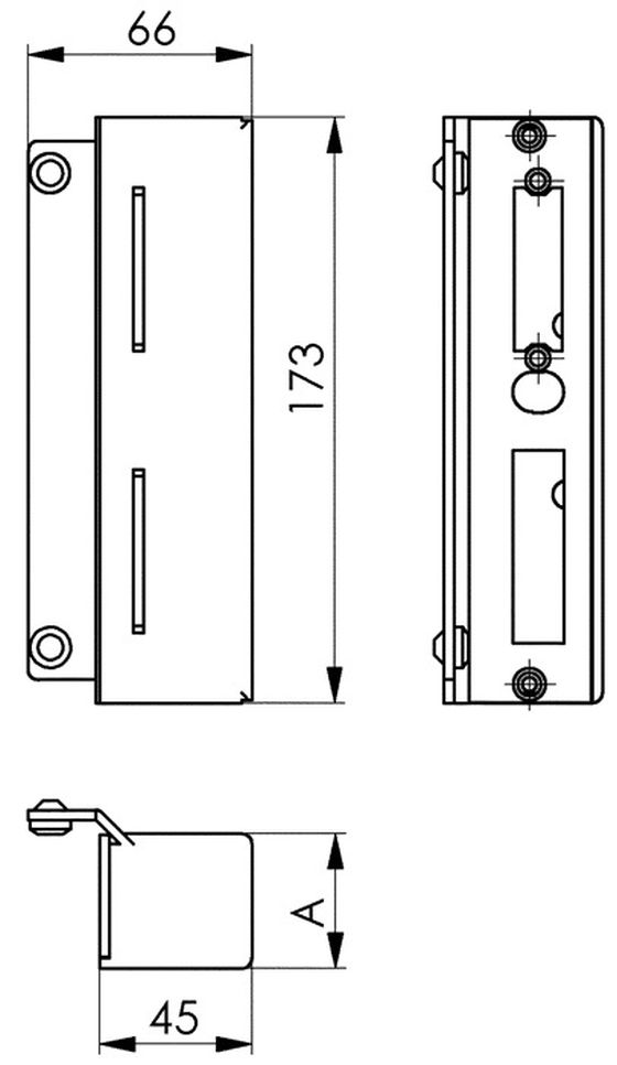 Schließkasten 147B-40 f.E-Öffner blk z.Anschweißen AMF - 3