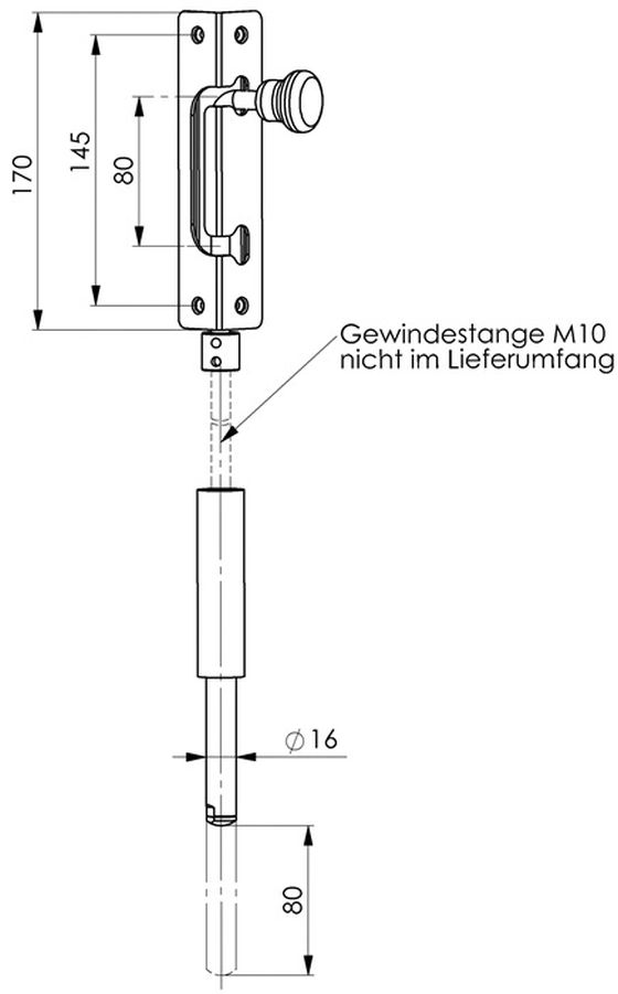 Stangenriegel 151NI f.2-flügige Tore verz.DIN L/R AMF - 3