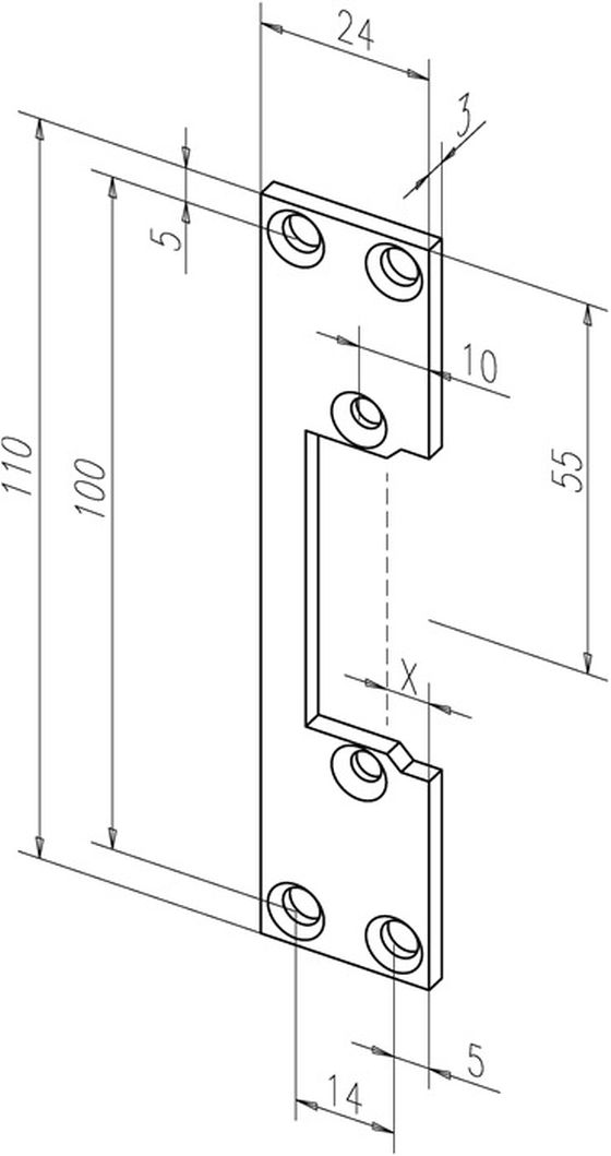 Flachschließbl.107 STA verz.ktg.B.24xL.110mm DIN L/R ASSA ABLOY - 1
