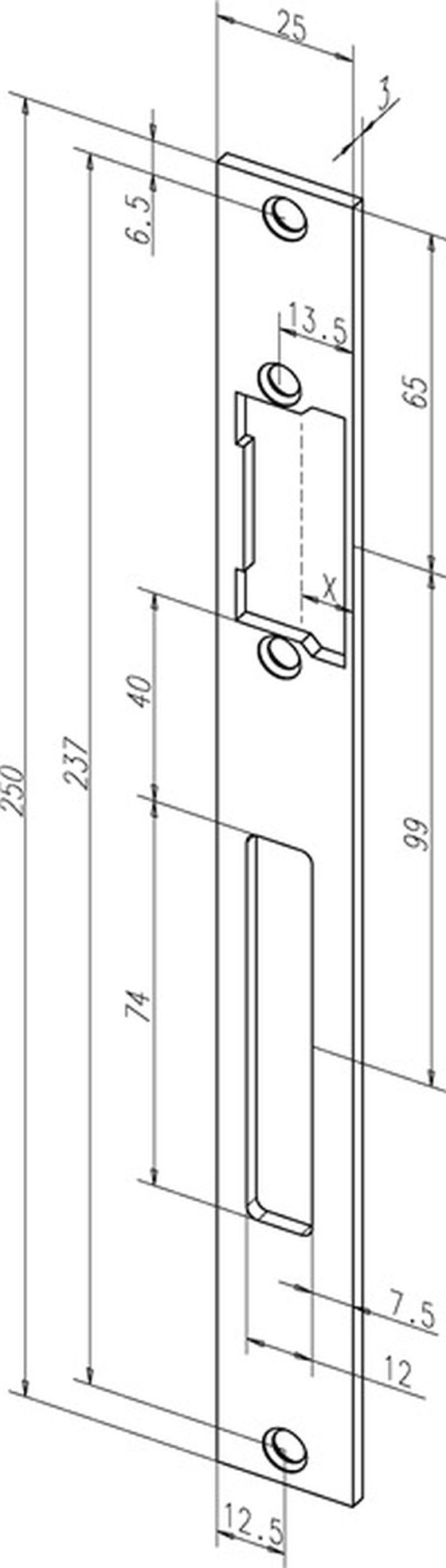 Flachschließbl.691 VA ma ktg.B.25xL.250mm DIN L/R ASSA ABLOY - 1